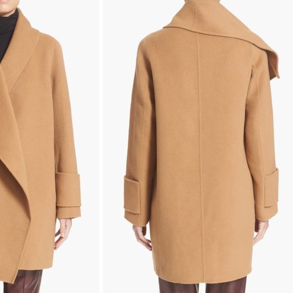 VINCE Drape Front Wool Coat - Picture 3 of 16